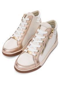 Ara Damen Sneaker "ROM", Gr. 3,5, beige, Glattleder, sportlich, Schuhe, High Top Sneaker, Schnürboots mit Reißverschluss