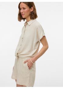 Véro Moda VERO MODA Damen Kurzarmbluse "VMTHEA SS TIE SHIRT WVN NOOS", weiß, modisch, Gr. S, meliert, Web, Obermaterial: 70% Viskose, 30% Leinen, Blusen
