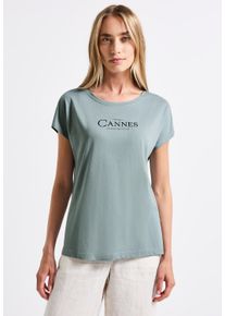 Street One Damen T-Shirtarona blau, casual, Gr. 42, bedruckt, Web, Stoff, 50% Baumwolle, 50% Modal, Shirts, im soften Baumwoll-Mix