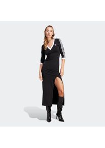 Damen Maxikleid "MAXI DRESS V", schwarz, sportlich, Gr. S, adidas originals, gestreift, Obermaterial: 93% Baumwolle, 7% Elasthan, Kleider