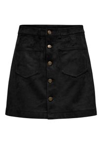 Only Damen Lederimitatrock "ONLGISELLE FAUX SUEDE SKIRT OTW ZL", schwarz, modisch, Gr. L, unifarben, Web, Obermaterial: 90% Polyester, 10% Elasthan,