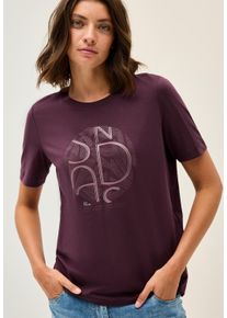 Cecil Damen T-Shirt, rot, casual, Gr. M, unifarben, bedruckt, Jersey, Obermaterial: 100% Baumwolle, Shirts, mit Artwork