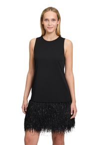 Vera Mont Damen Abendkleid "Vera Mont Abendkleid mit Fransen", schwarz, elegant, Gr. 40, Cru00eape, Obermaterial: 95% Polyester, 5% Elasthan. Futter: