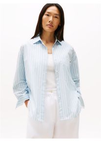 Tommy Hilfiger Damen Shirtbluse "ESS POPLIN NEW EASY SHIRT"texturot thin stp, breezy blau, casual, Gr. 36, gestreift, Web, Obermaterial: 100%
