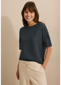 Cecil Damen T-Shirtslate khaki, Basic, Gr. S, unifarben, Web, Stoff, 48% Baumwolle, 48% Modal, 4% Elasthan; iced neon green: 62% Polyester, 33%