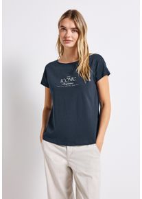 Street One Damen T-Shirt, blau, casual, Gr. 34, unifarben, Web, 100% Baumwolle, Shirts, aus reiner Baumwolle