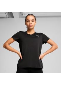 Puma Damen Trainingsshirt "W TAD ESSENTIAL VNECK TEE", schwarz, sportlich, Gr. L, Jersey, Obermaterial: 100% Polyester, Shirts