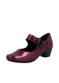Rieker Damen Spangenpumps, Gr. 38, rot, Lacklederimitat, glänzend, elegant, Schuhe, Riemchenpumps, Festtagsschuh, Trichterabsatz, mit weicher