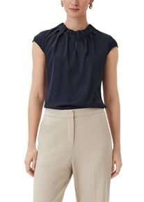 comma, COMMA Damen Satinbluse, blau, casual, Gr. 36, unifarben, Satin, Obermaterial: 95% Polyester, 5% Elasthan, Blusen, mit Raffung am Hals