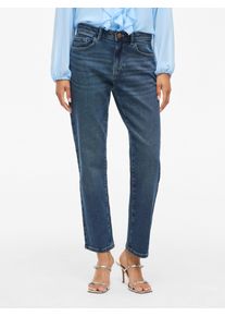 Vila Damen Straight-Jeans "VIALICE RW STRAIGHT JEANS MBD SOL91-NOOS", blau, modisch, Gr. 38, unifarben, Denim/Jeans, Obermaterial: 98% Baumwolle, 2%