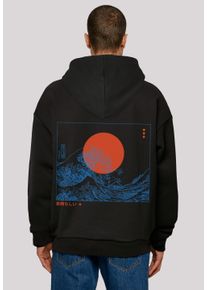 F4NT4STIC Herren Kapuzenpullover "Kanagawa Welle Japan", schwarz, casual, Gr. S, Obermaterial: 100% Baumwolle, Pullover, Print