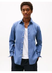 Tommy Hilfiger Herren Langarmhemd "FLEX POPLIN MINI PRINT RF SHIRT", blau, casual, Gr. XL, Web, Obermaterial: 100% Baumwolle, Hemden, regular fit,