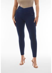 Freddy Damen 7/8-Jeans "WRUP CORE HIGH WAIST SUPERSKINNY 7/8"dunkelblau with blau seams, casual, Gr. XS, Jersey, Obermaterial: 84% Baumwolle, 16%