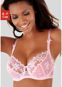Lascana Damen Bügel-BH, Gr. 90, rosa, Spitze, Obermaterial: 60% Polyamid, 20% Elasthan, 20% Polyester, sexy, BHs, mit transparenter Stickerei-Spitze,