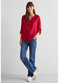 Cecil Damen Langarmbluse, rot, casual, Gr. XXL, unifarben, Stoff, 100% Viskose, Blusen, mit dekorativer Knopfleiste