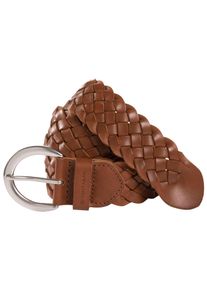 Tom Tailor Damen Flechtgürtel "TTLISA", braun, casual,modisch, Gr. 80, unifarben, Rindsleder, Gürtel, 4 cm breiter Damengürtel, Flechtledergürtel,