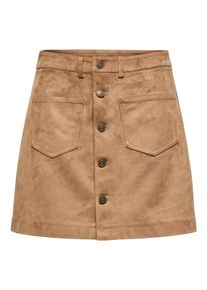 Only Damen Lederimitatrock "ONLGISELLE FAUX SUEDE SKIRT OTW ZL", braun, modisch, Gr. S, unifarben, Web, Obermaterial: 90% Polyester, 10% Elasthan,