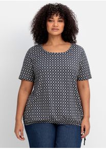 sheego Damen Kurzarmshirt "T-Shirt", blau, Gr. 40, gemustert, mehrfarbig, 50% Baumwolle, 50% Modal, Shirts