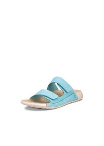 Ecco Damen Pantolette "COZMO W", Gr. 39, blau, Leder, sportlich, Schuhe, Sommerschuh, Schlappen mit zwei Klettverschlussriemen