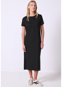 Damen Midikleid, schwarz, casual, Gr. 46, STREET ONE STUDIO, unifarben, Web, 95% Baumwolle, 5% Elasthan, Kleider, mit Rundhalsausschnitt