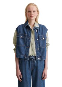 Marc O'Polo MARC O'POLO Damen Jeansweste "aus TENCEL Lyocell-Mix"authentic mid blau, casual, Gr. XS, unifarben, Obermaterial: 76% Lyocell, 24% Baumwolle, Westen