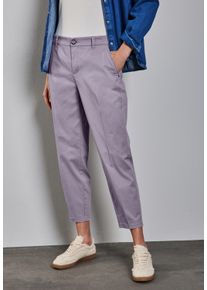 Street One Damen Stoffhose, lila, casual, Gr. 36, unifarben, Web, 97% Baumwolle, 3% Elasthan, Hosen, Middle Waist