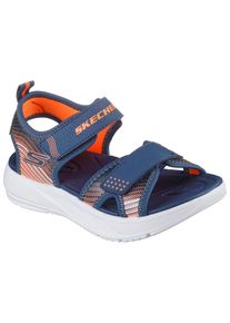 Skechers Kids Kinder Sandale "MICROSPEC-SPLASH", Gr. 34, blau, Lederimitat, kontrastfarbene Details, sportlich, Schuhe, leichte Sandale mit