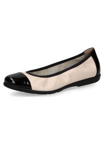 Caprice Damen Ballerina, Gr. 38, schwarz, Nappaleder, Lackleder, sportlich, Schuhe, Loafer, Slipper, Festtags Schuh mit Lack-Details