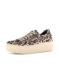 Gabor Damen Plateausneaker, Gr. 42, braun, Ziegenveloursleder, animal-print, sportlich, Schuhe, Freizeitschuh, Halbschuh, Schnürschuh im trendigen