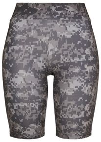 Urban Classics Damen Stoffhose "Urban Classics Damen Ladies High Waist Camo Tech Cycle Shorts", grau, Gr. XXL, 77% Polyester, 23% Elasthan, Hosen
