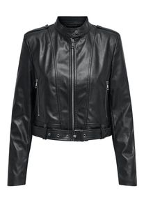 Only Damen Lederimitatjacke "ONLSADIE FAUX LEATHER JACKET CC OTW", schwarz, modisch, Gr. XL, unifarben, Web, Obermaterial: 100% Polyester, Jacken