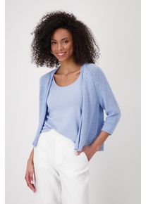 monari Damen Strickjacke, blau, modisch, Gr. 46, Strick, Obermaterial: 57% Polyacryl, 43% Polyamid, Strickjacken, mit Rollkante