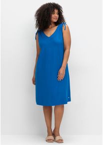 sheego Damen Jerseykleid "Jerseykleid", blau, Gr. 46, 95% Viskose, 5% Elasthan, Kleider