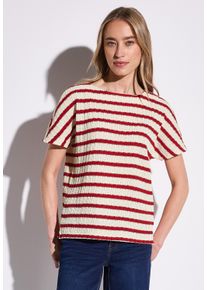 Street One Damen T-Shirt, rot, casual, Gr. 40, gestreift, Stoff, 60% Polyester, 40% Baumwolle, Shirts, mit U-Boot-Ausschnitt