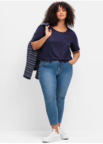 sheego Gro&szlig;e Gr&ouml;&szlig;en High-waist-Jeans mit schmalem 7/8-Bein, blue denim, Gr&ouml;&szlig;e 46 - Damen