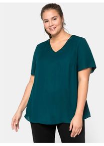 sheego Große Größen Tunika im Lagenlook, tiefgrün, Größe 48 - Damen