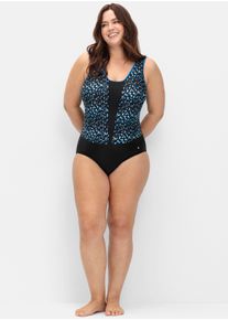 sheego Große Größen Badeanzug mit Rückenausschnitt, schwarz-bedruckt, Größe 54B - Damen