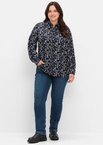 sheego Große Größen Hemdbluse im Doppelpack, schwarz + schwarz-bedruckt, Größe 54 - Damen