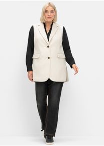 sheego Große Größen Longweste mit Reverskragen, beige, Größe 56 - Damen