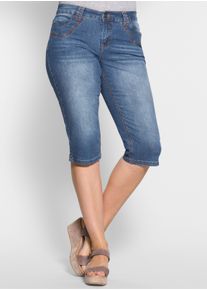 sheego Große Größen Caprijeans mit Gürtelschlaufen, blue denim, Größe 42 - Damen