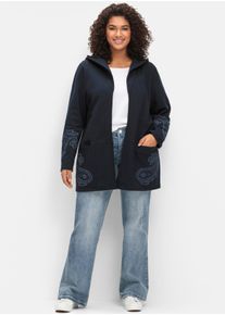 sheego Große Größen Sweatjacke mit Paisleydruck, dunkelblau, Größe 52/54 - Damen