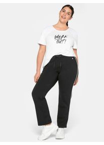 sheego Gro&szlig;e Gr&ouml;&szlig;en Jogginghose mit Kontrastpaspel, schwarz, Gr&ouml;&szlig;e 54 - Damen