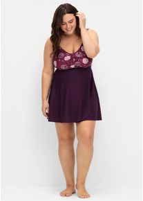 sheego Große Größen Tankini-Oberteil mit breiten Trägern, beere-gemustert, Größe 56B - Damen