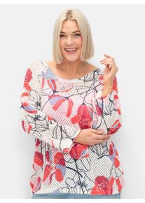 sheego Große Größen Pullover mit Lochstrickmuster, champagner-gemustert, Größe 52/54 - Damen