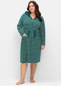 sheego Große Größen Bademantel, tiefgrün-gestreift, Größe 48/50 - Damen