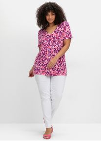 sheego by Joe Browns sheego Gro&szlig;e Gr&ouml;&szlig;en V-Shirt mit abstraktem Print, pink-gemustert, Gr&ouml;&szlig;e 52/54 - Damen