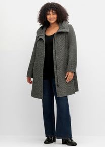 sheego Große Größen Kurzmantel mit Wollanteil, schwarz-weiß, Größe 54 - Damen