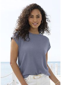 Vivance Kurzarmshirt 'mit modischer Waffelstruktur' indigo Gr. 32/34 für Damen. Mit Rundhals. Bequem. Nachhaltig.