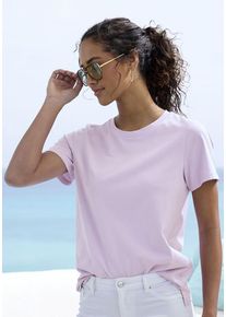 Beach Time BEACHTIME T-Shirt 'mit modischem Schlitz am Saum' violett Gr. 32/34 für Damen. Mit Rundhals. Figurumspielend. Nachhaltig.