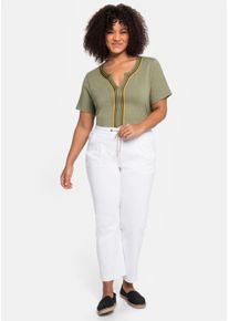 sheego Gro&szlig;e Gr&ouml;&szlig;en Jogg Pants mit Kontrastdetails, white denim, Gr&ouml;&szlig;e 52 - Damen